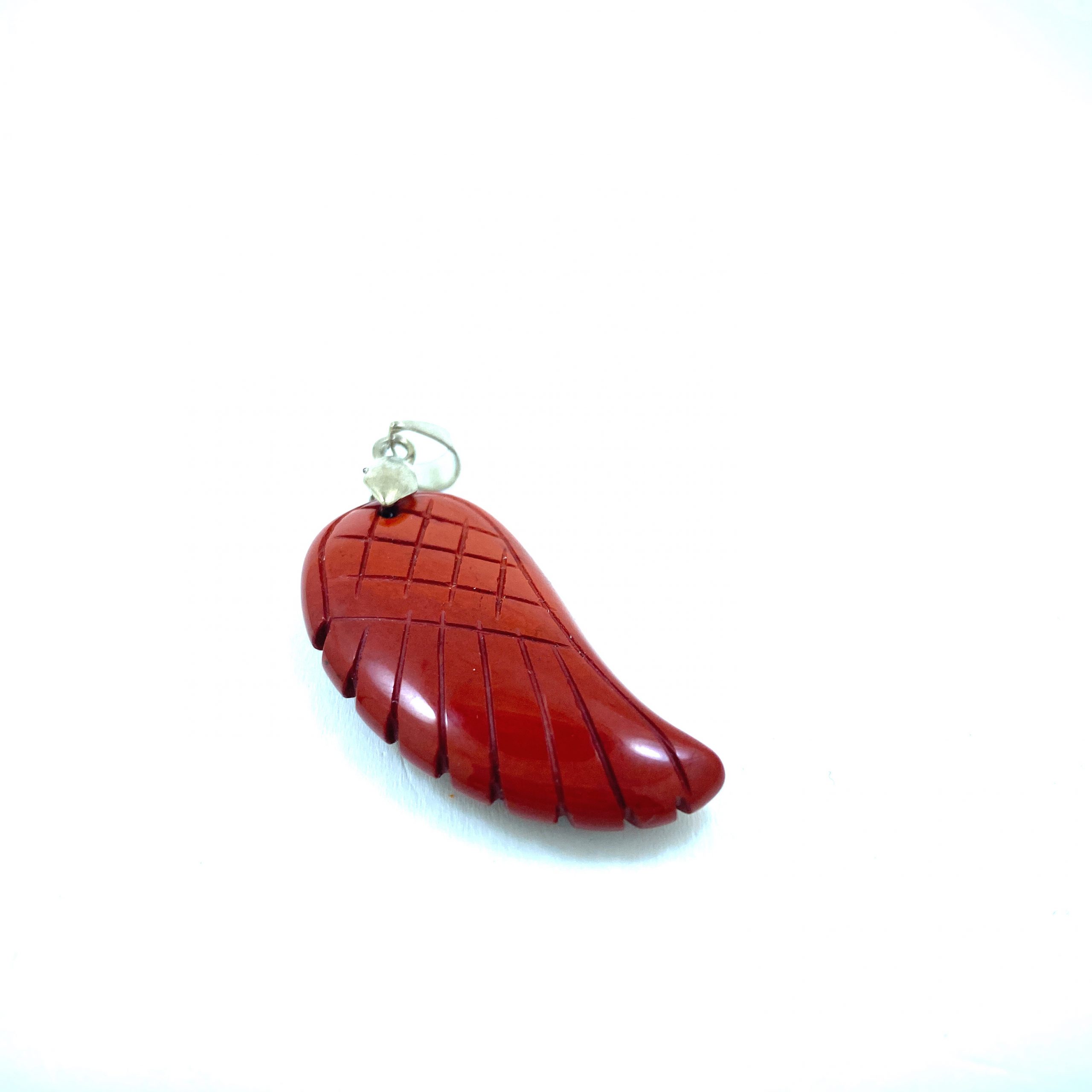Pendentif Aile D'Ange en Jaspe Rouge - Argent – Image 2