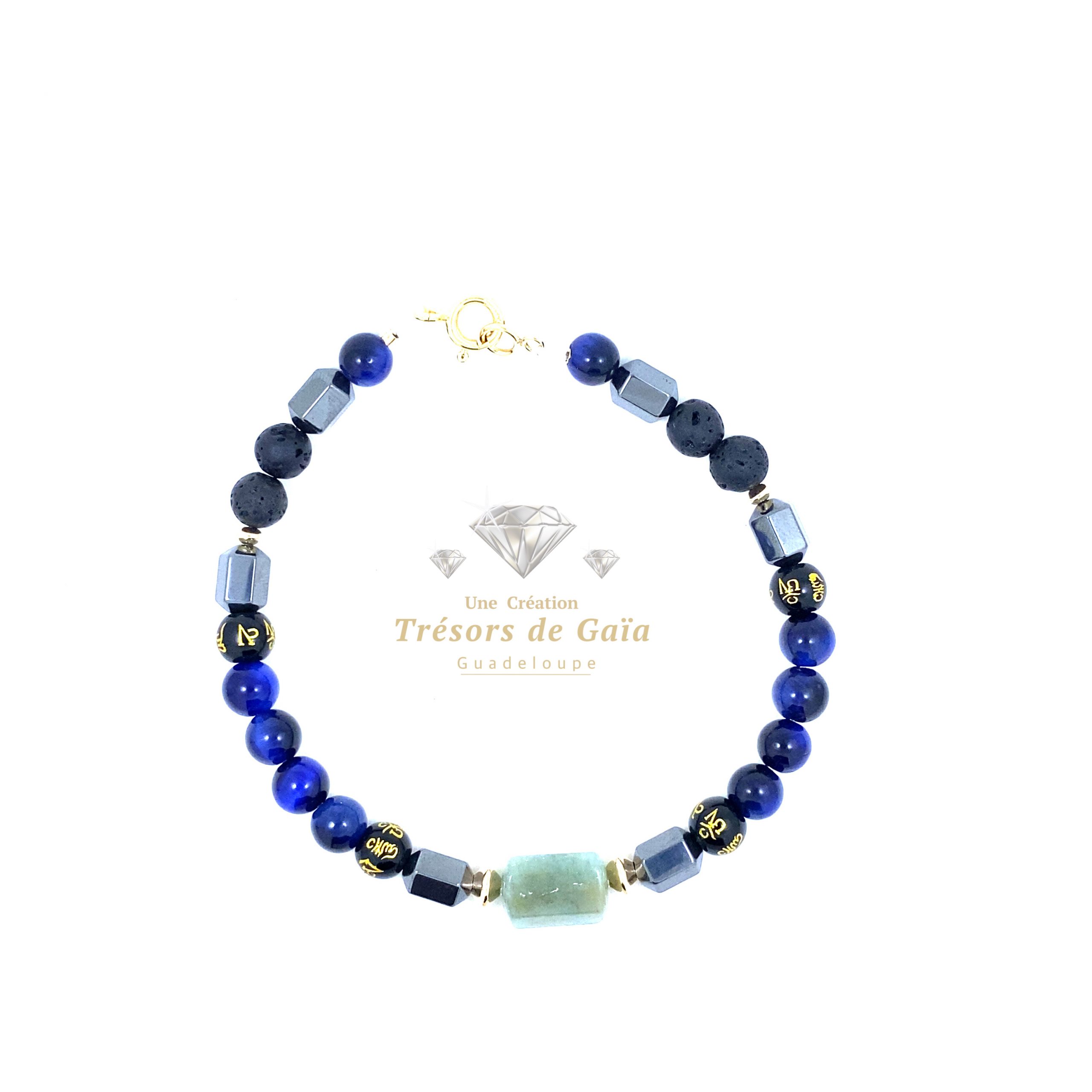 Talisman Protection et Réussite- Aigue-Marine Extra - Bracelet Fermoir Plaqué Or – Image 2