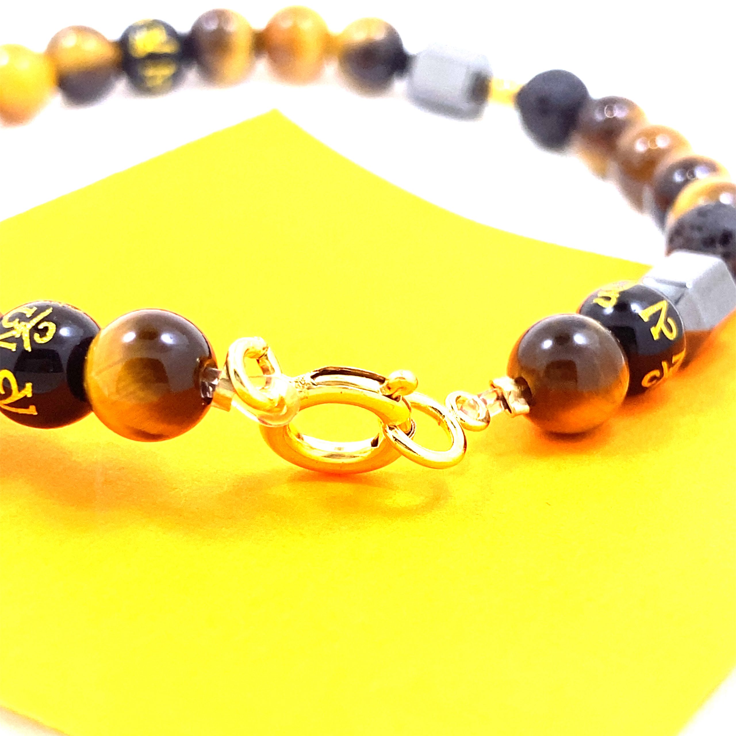 Talisman Réussite et Protection - Onyx Mantra - Bracelet Fermoir Plaqué Or – Image 3