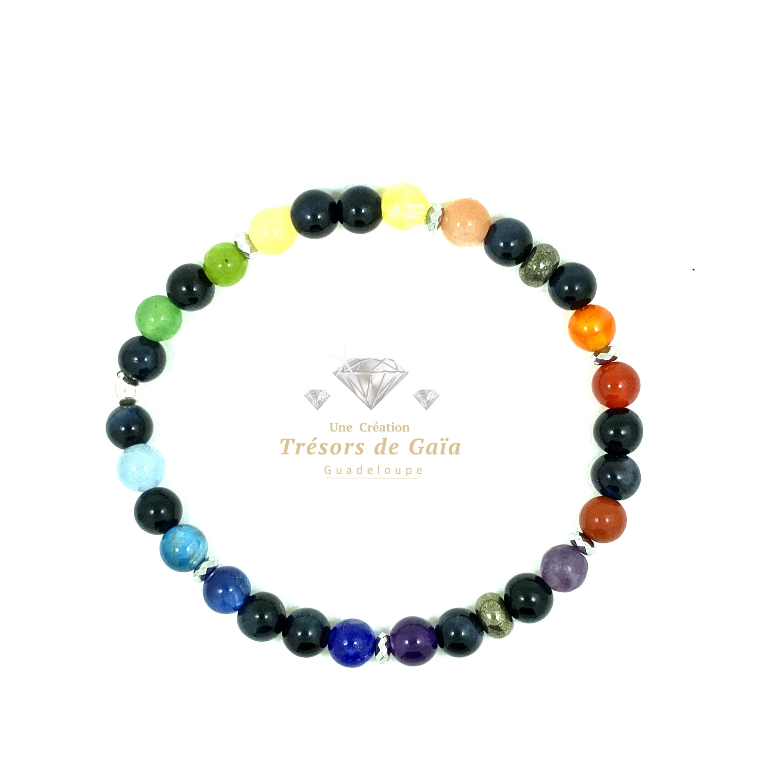 Talisman 7 Chakras, Protection et Réussite - Bracelet Élastique Silicone - 6mm – Image 2