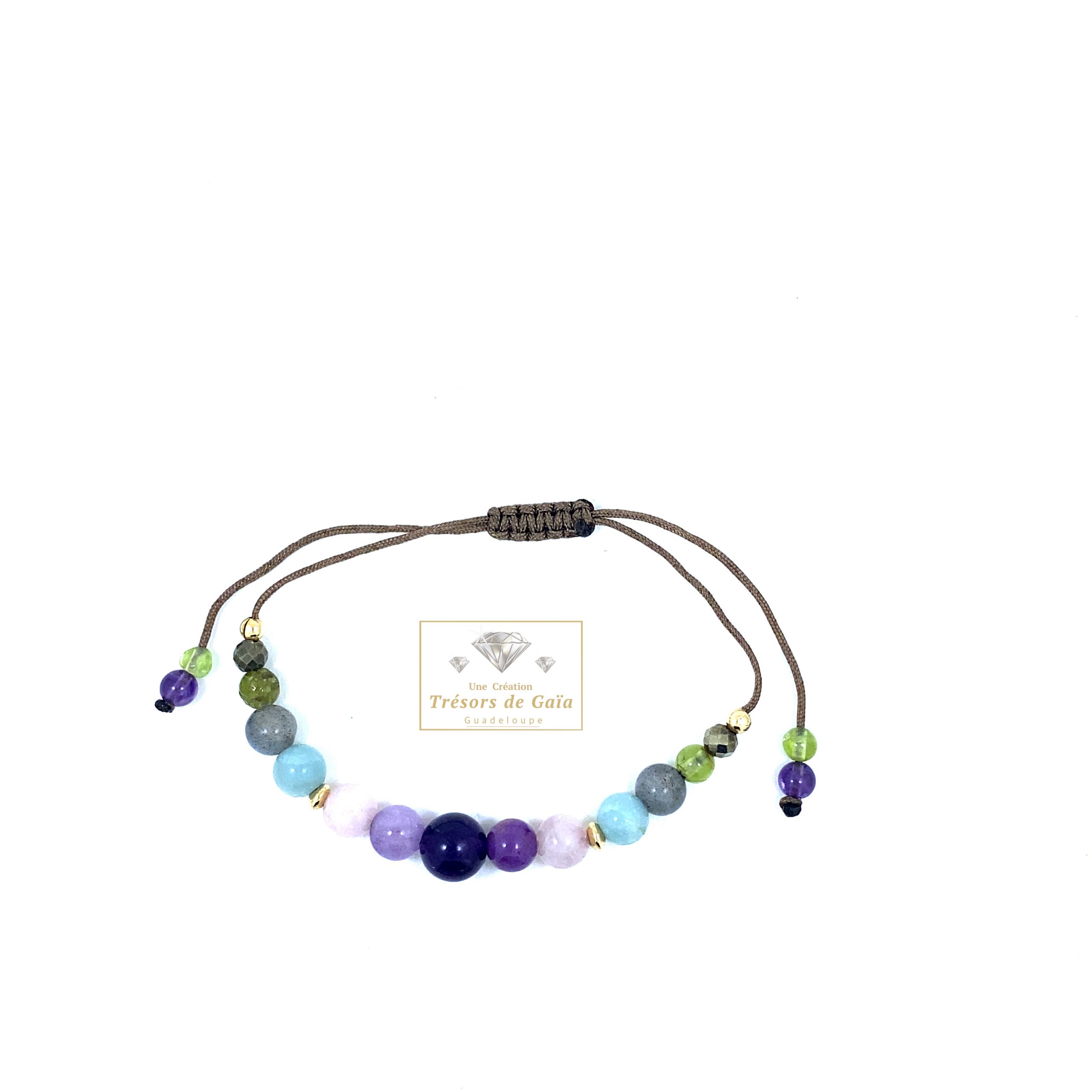 Talisman Protection, Réussite, Anti-Stress et Amour - Bracelet Cordon Demi-Poignet Réglable Taupe – Image 2