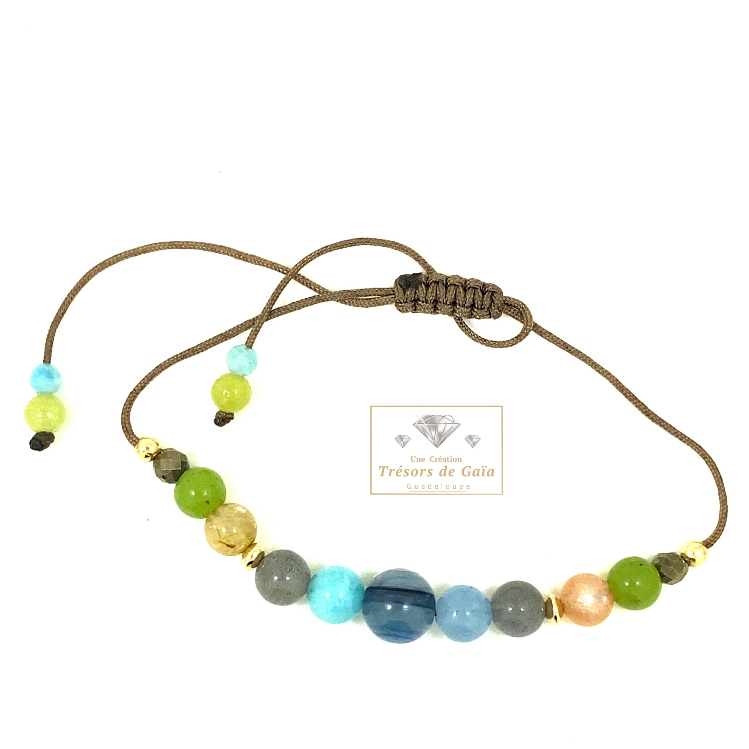 Talisman Protection, Réussite & Anti-Stress - Bracelet Cordon Demi-Poignet Réglable Taupe – Image 2