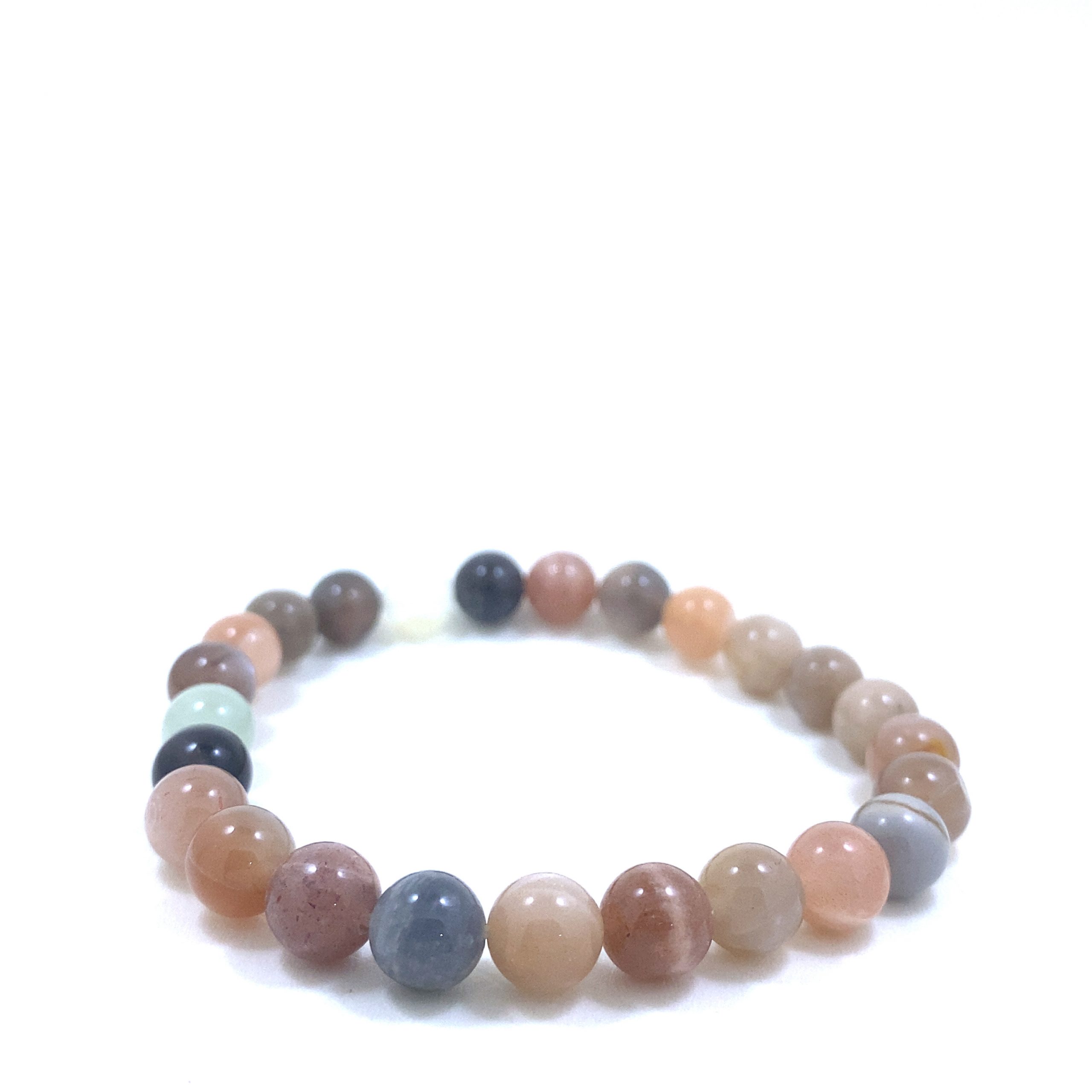 Pierre de Lune Multicolore - Bracelet élastique - Du 6mm au 8mm – Image 2