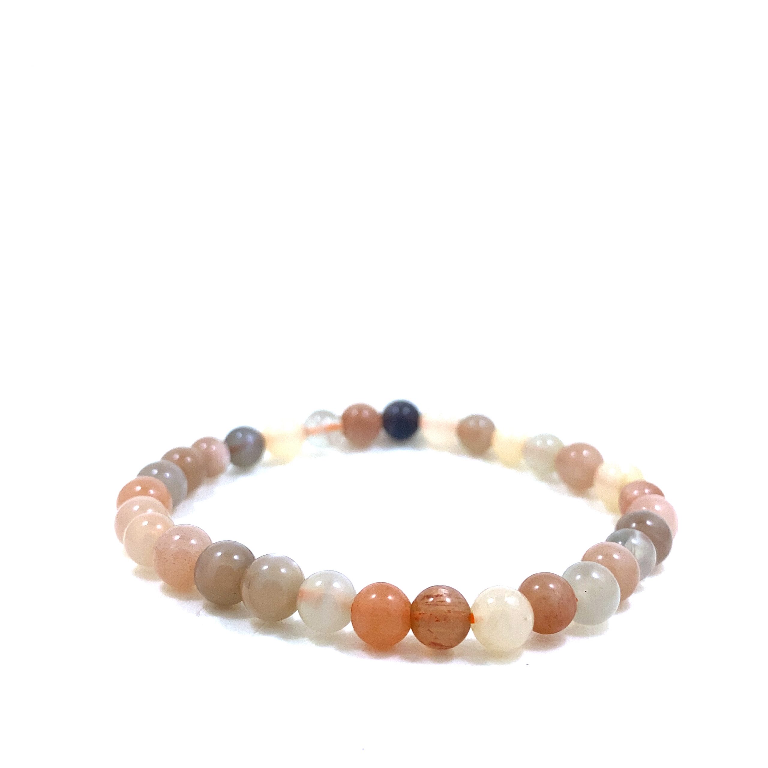 Pierre de Lune Multicolore - Bracelet élastique - Du 6mm au 8mm – Image 3