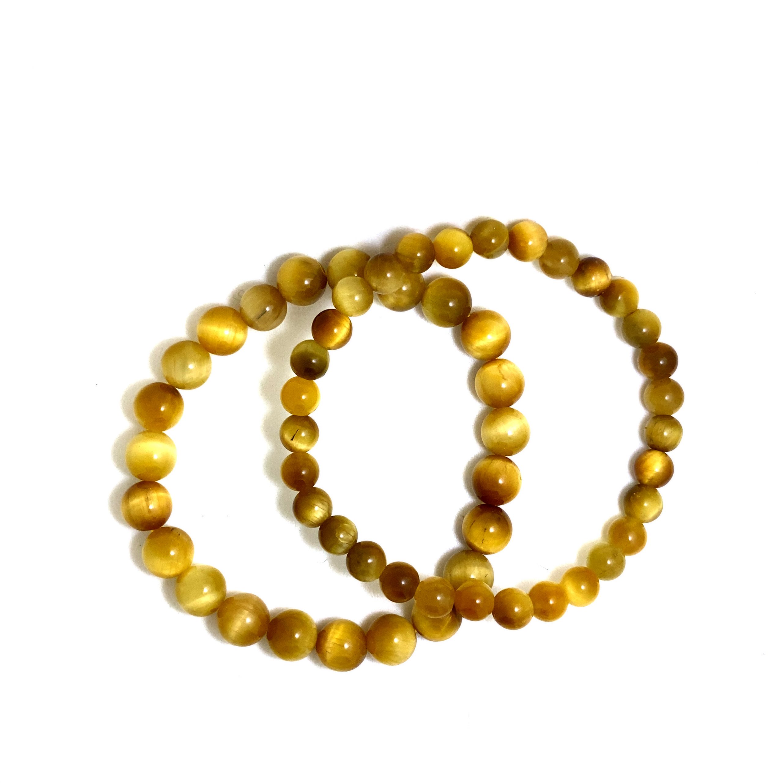Oeil de Tigre Doré - Bracelet élastique - Du 6mm au 8mm – Image 2