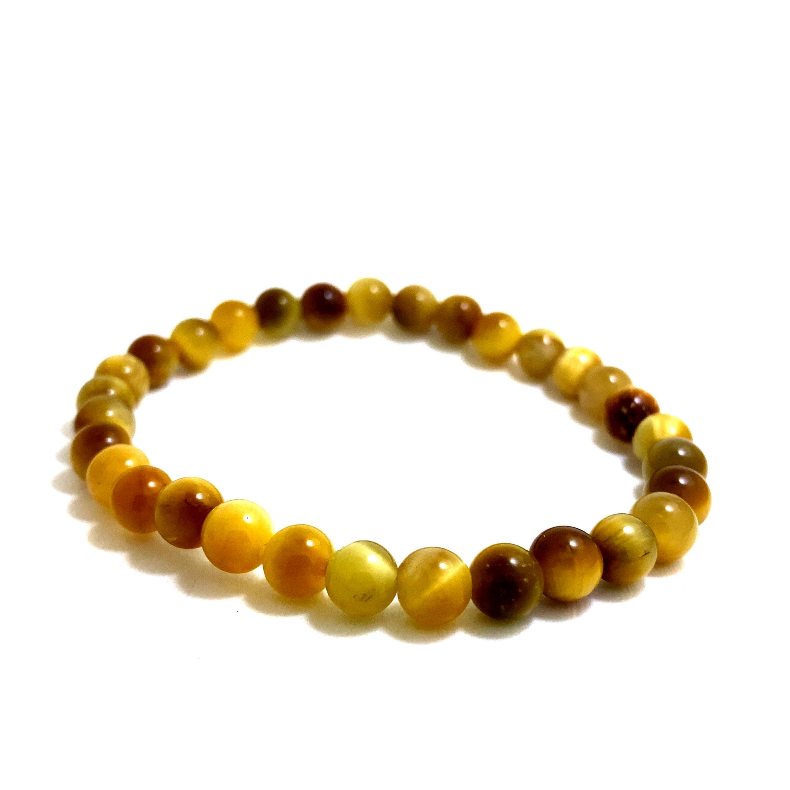 Oeil de Tigre Doré - Bracelet élastique - Du 6mm au 8mm – Image 3