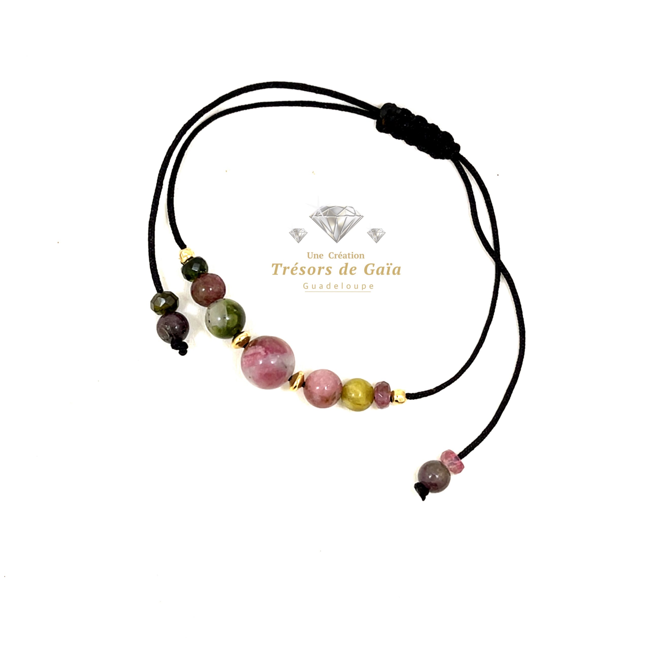 Talisman Tourmaline Melon d'Eau - Amour de Soi - Bracelet Cordon Demi-Poignet Réglable – Image 2