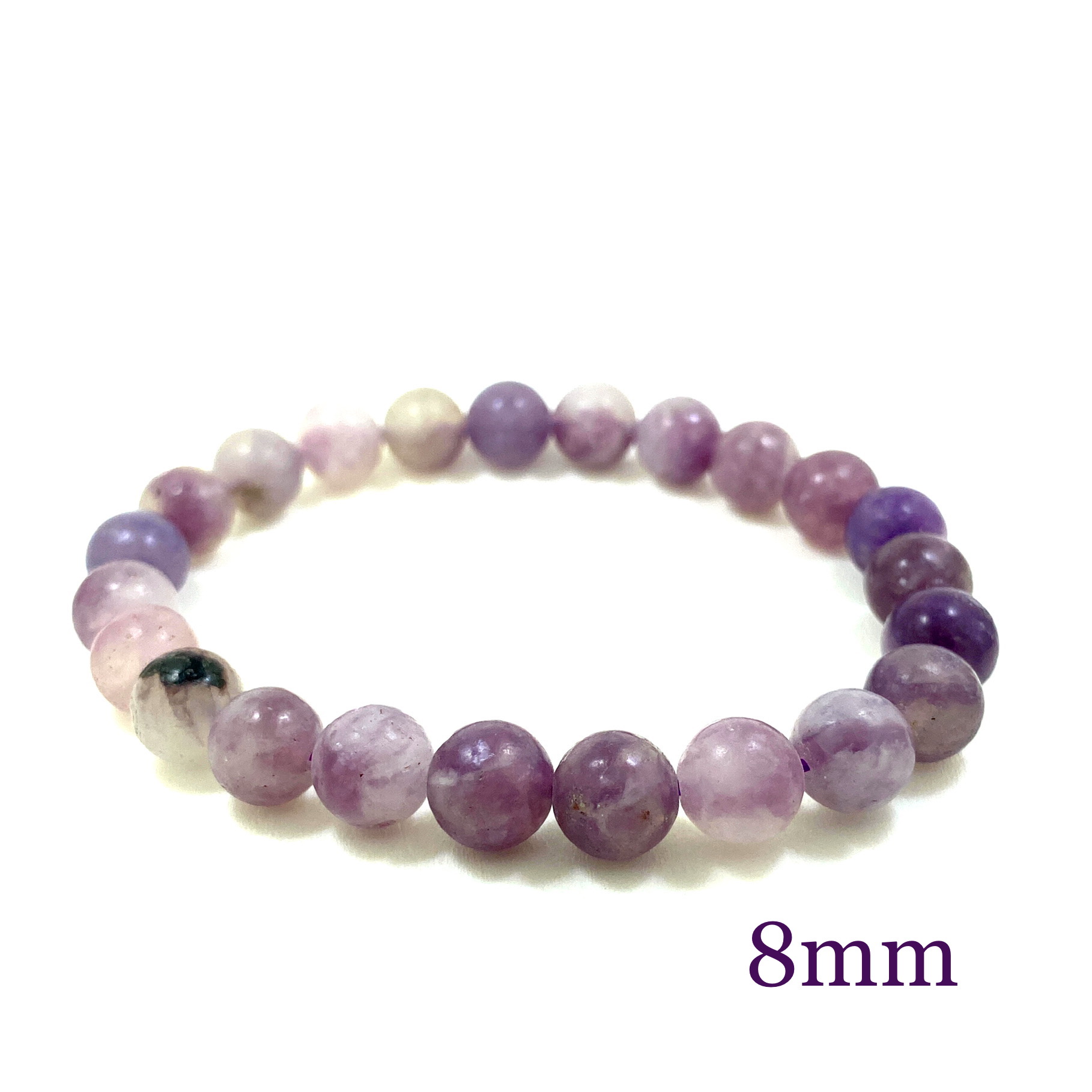 Lépidolite - Bracelet élastique - du 6mm au 8mm – Image 5