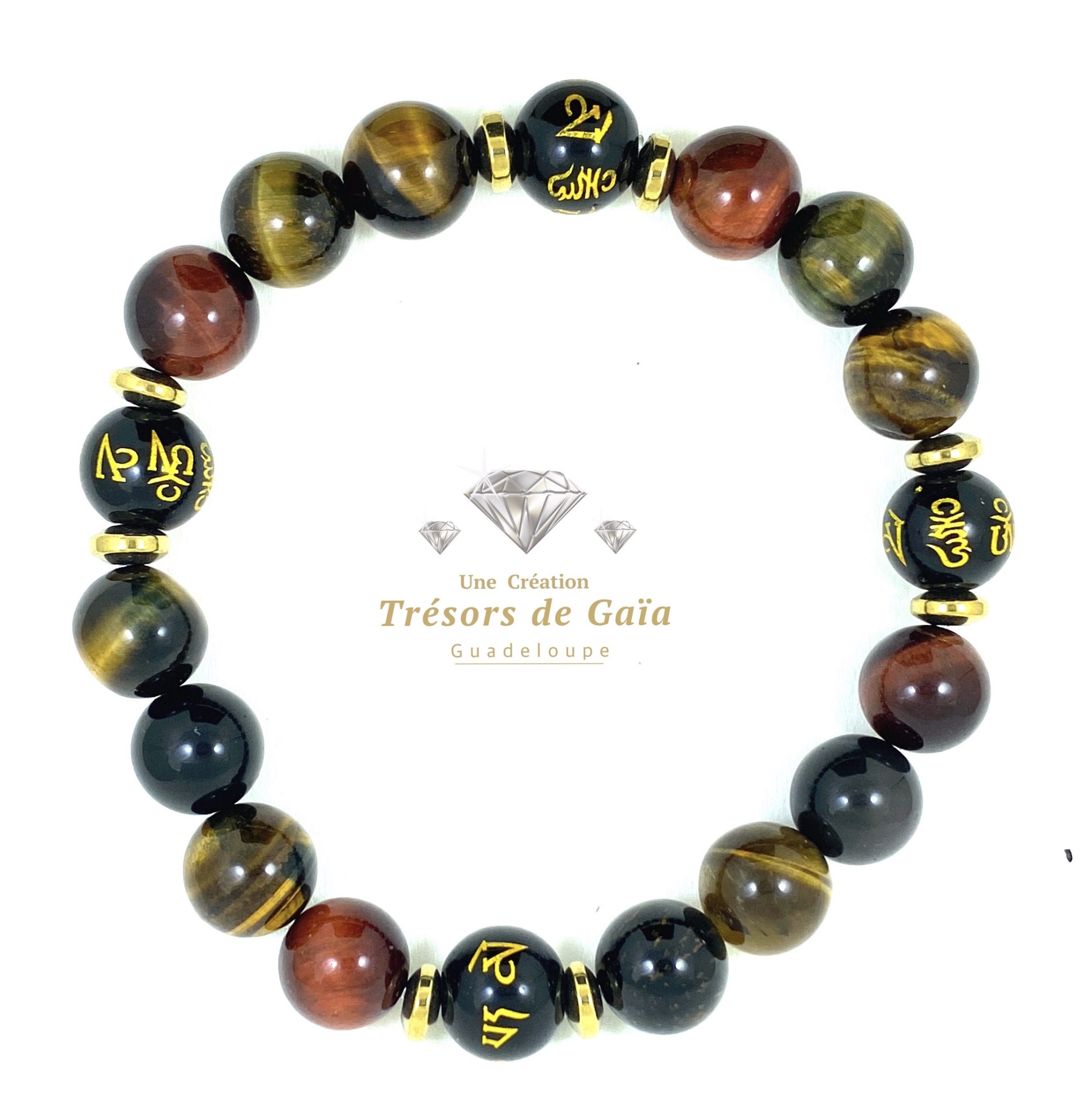Talisman Triple Oeil de Protection - Bracelet Élastique - Mantra Tibétain – Image 2