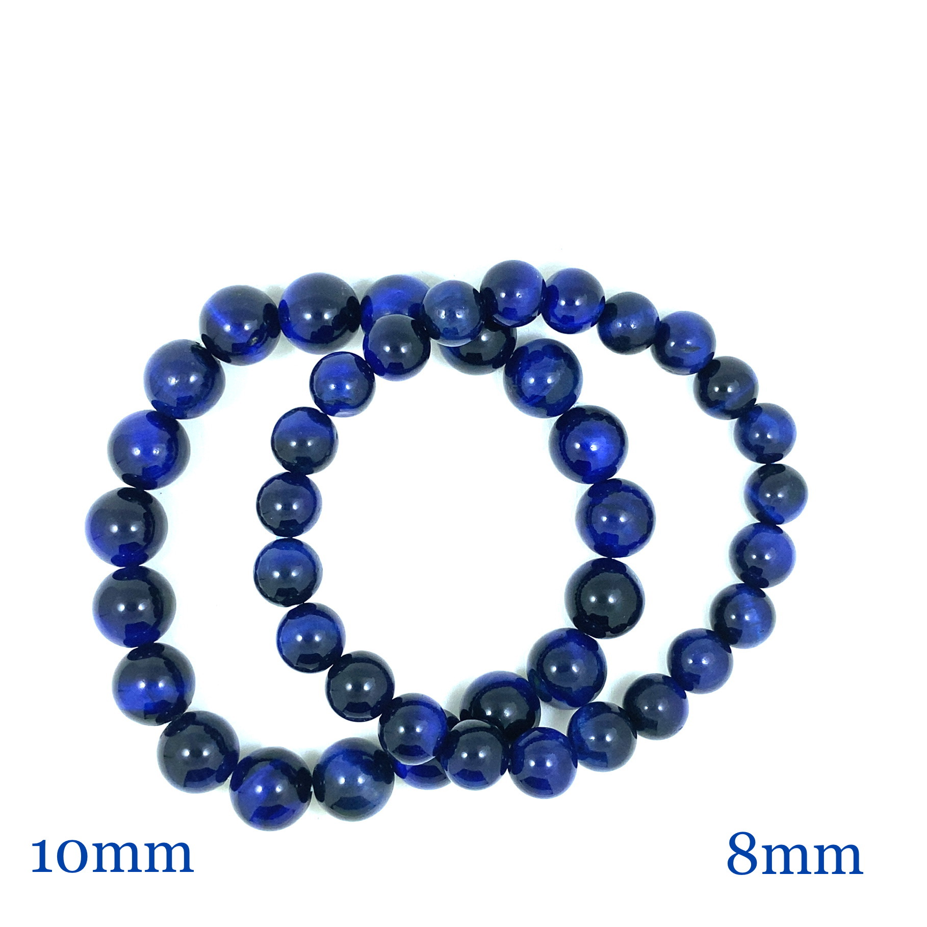 Oeil de Tigre Bleu Teinte Électrique - Bracelet élastique - du 8mm au 10mm – Image 2