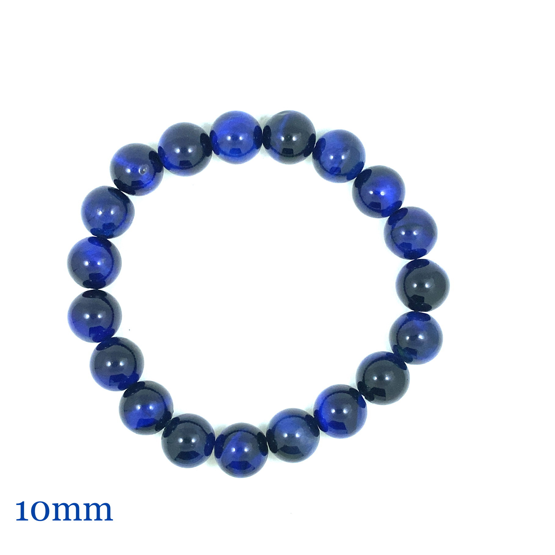 Oeil de Tigre Bleu Teinte Électrique - Bracelet élastique - du 8mm au 10mm – Image 5