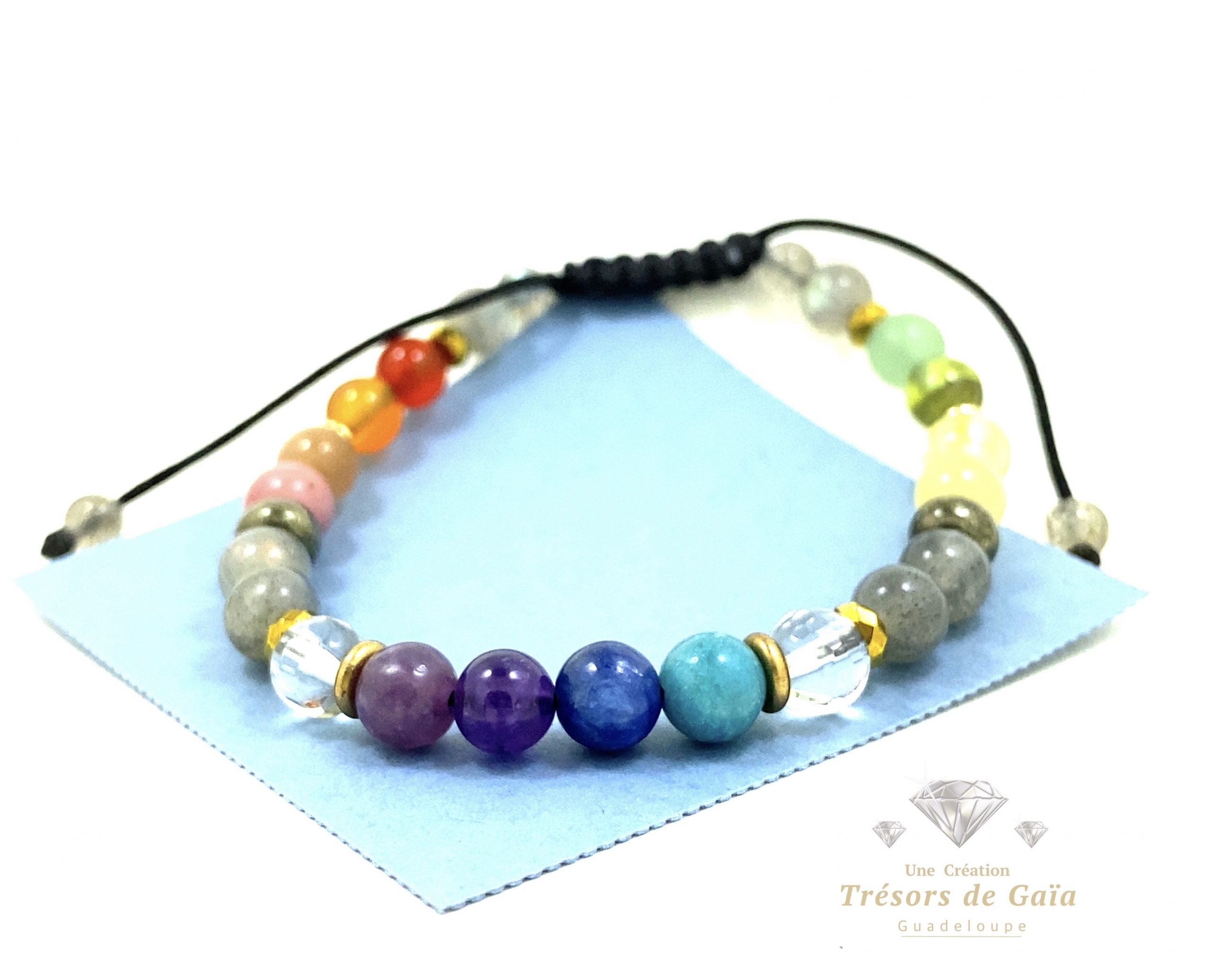 Talisman 7 Chakras, Protection et Réussite - Bracelet Tréssé Complet - 6mm – Image 3