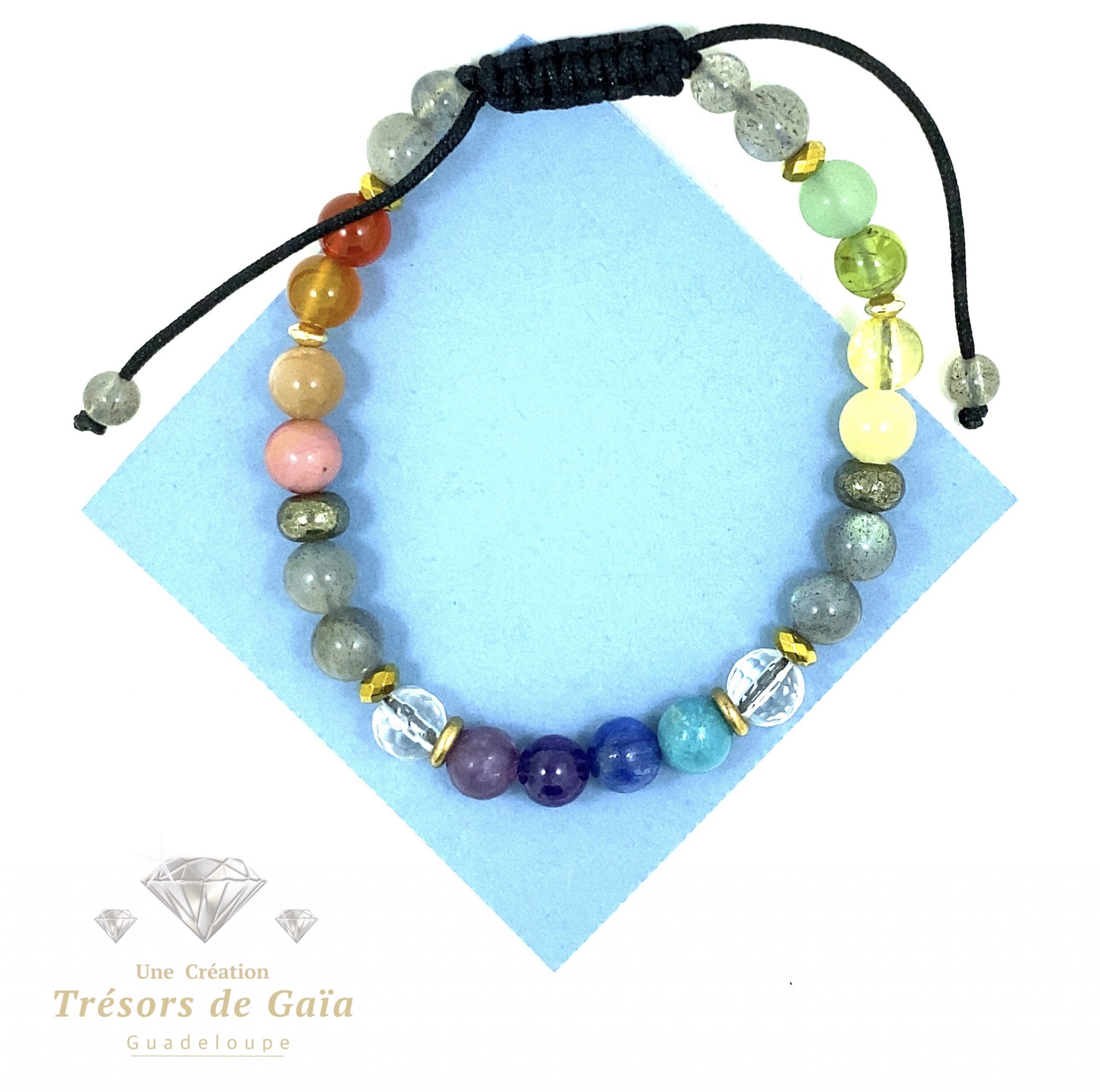 Talisman 7 Chakras, Protection et Réussite - Bracelet Tréssé Complet - 6mm – Image 4