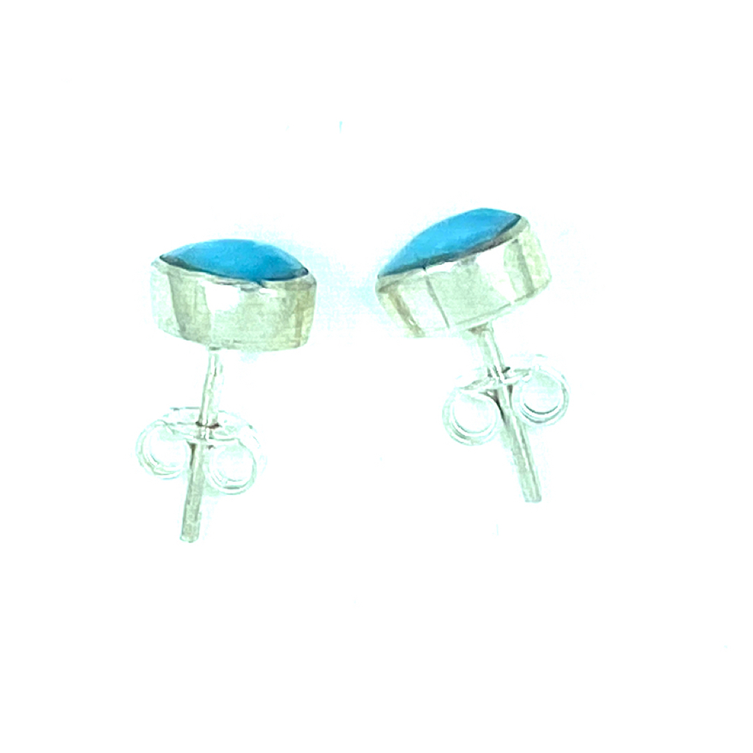 Boucles d'Oreilles Larimar - Cerclées d'Argent – Image 2