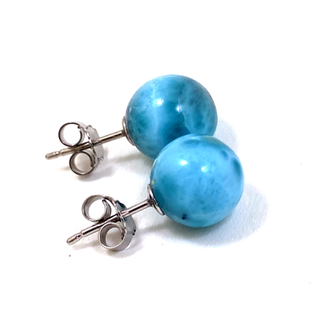 Boucles d'Oreilles Larimar - Diamètre 10mm - Argent – Image 2