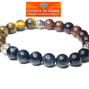 Bracelet en pierres fines - Elastique standard - Obsidienne Oeil Celeste